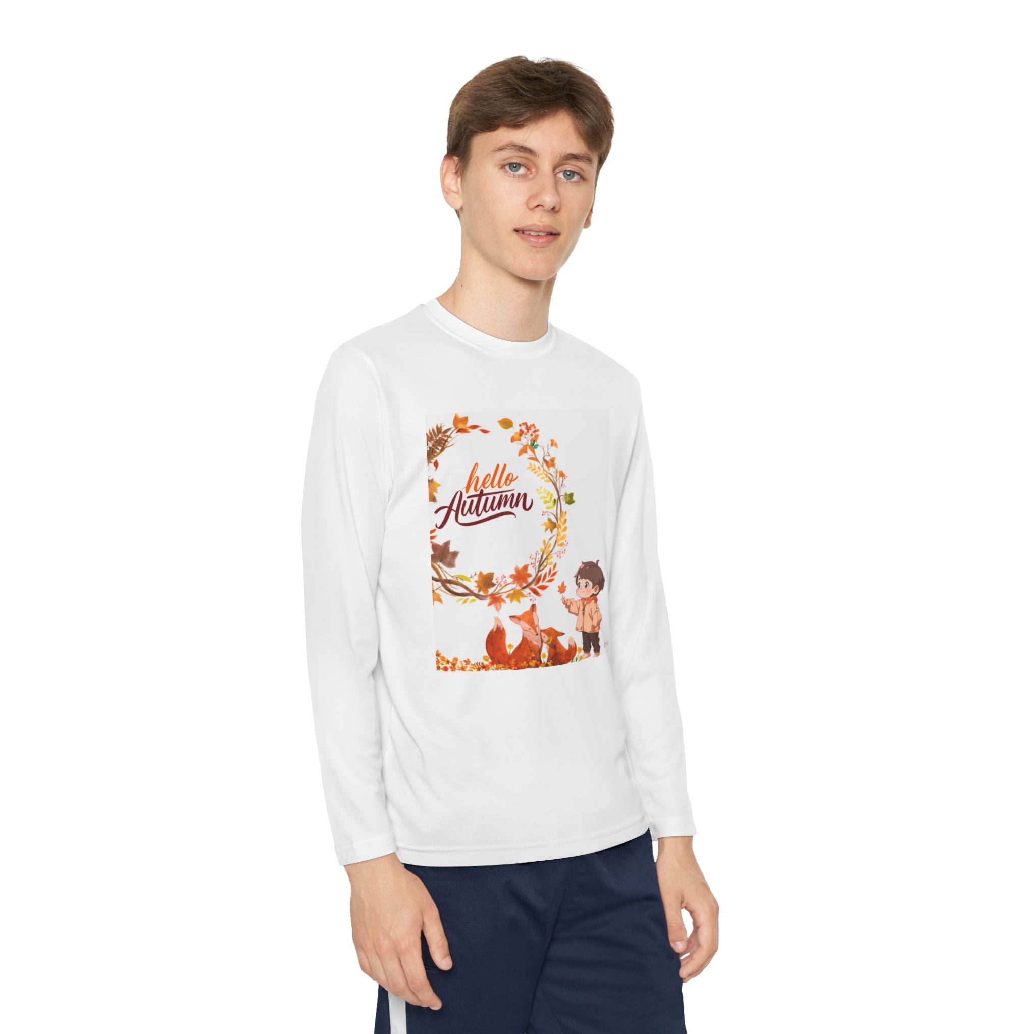 Youth Long Sleeve Autumn Tee, Perfect for Fall Outings, Halloween Parties, Gift for Kids, Seasonal Apparel, Cozy, Comfortable