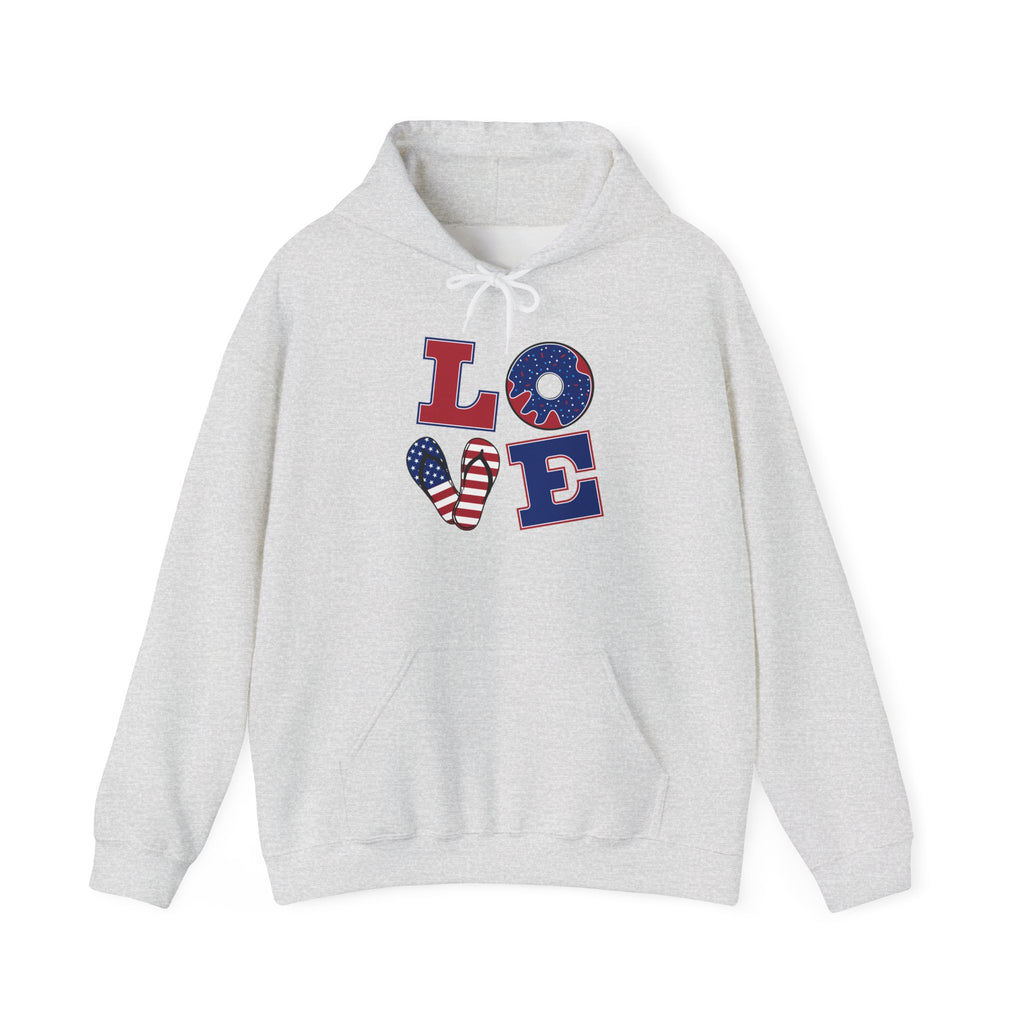 Patriotic 'LOVE' & 'Merica' Hoodie – USA Flag Peace Sign Sweatshirt