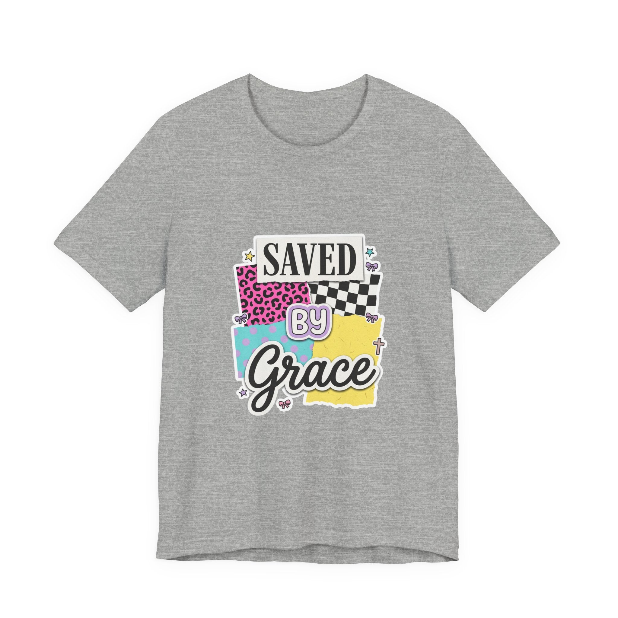Saved by Grace Tee | Christian rainbow, playful faith shirt