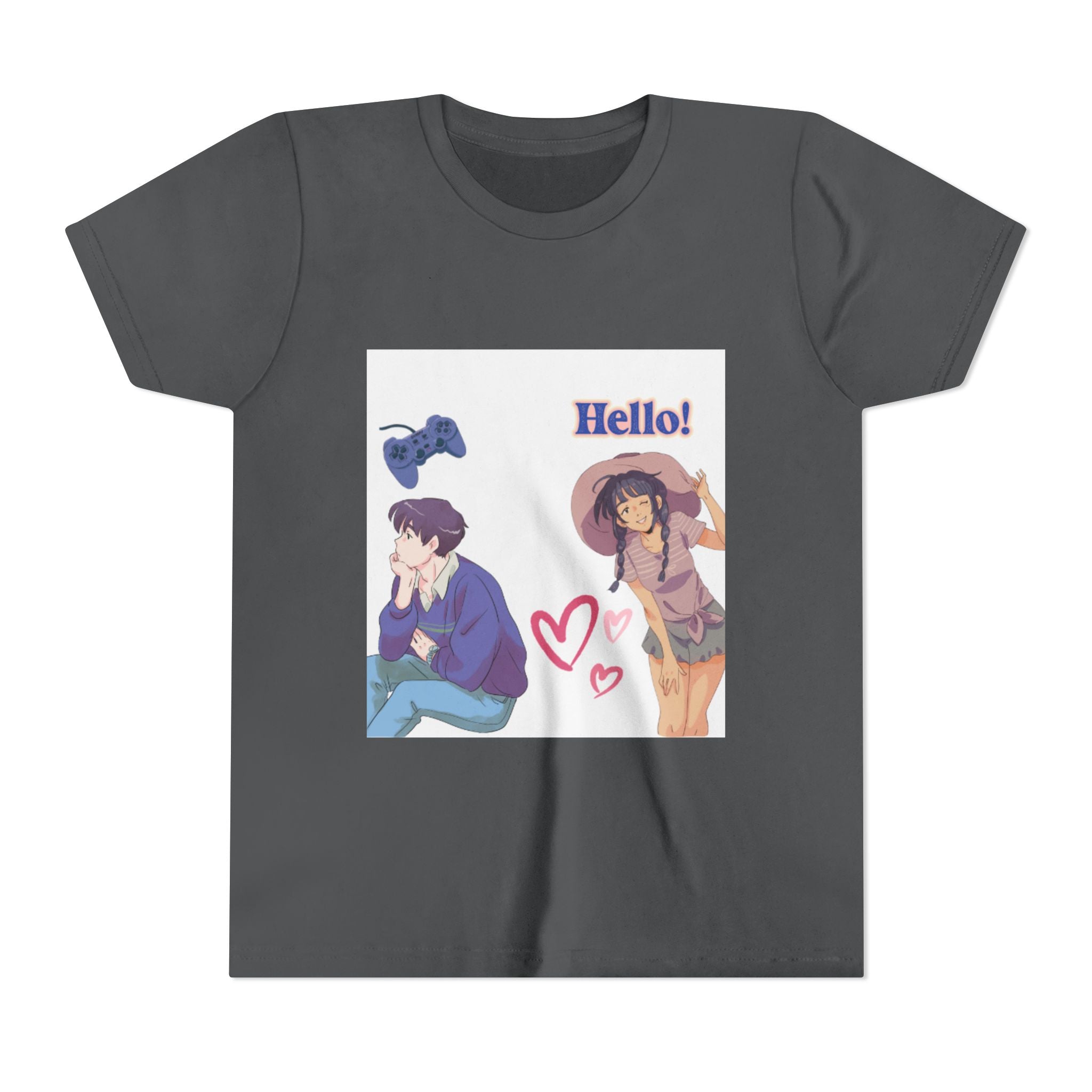 Youth Short Sleeve Tee - Fun Gamer Vibe with 'Hello!' Graphic, Perfect for Casual Outfits, Birthdays, Gaming Events, Summer Days, Teens