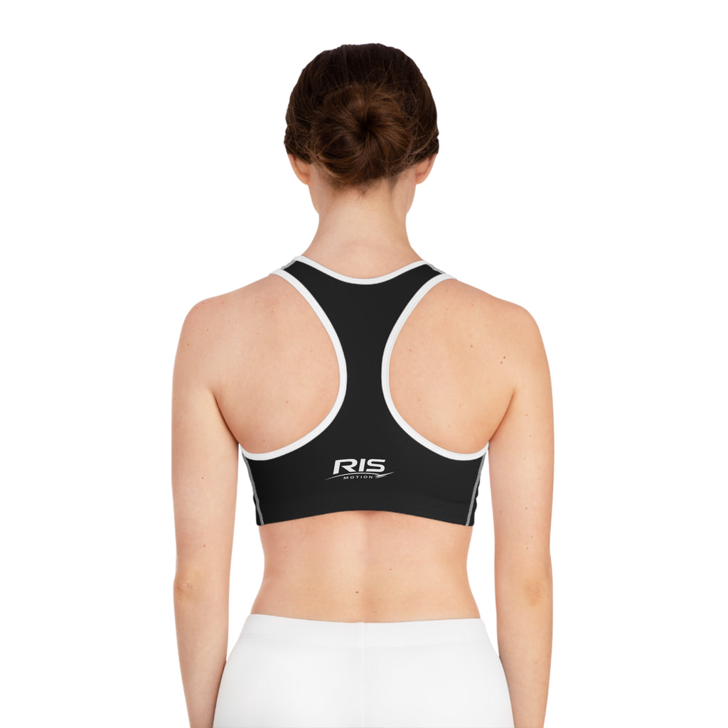 Black Performance Racerback Sports Bra — RIS Logo Activewear