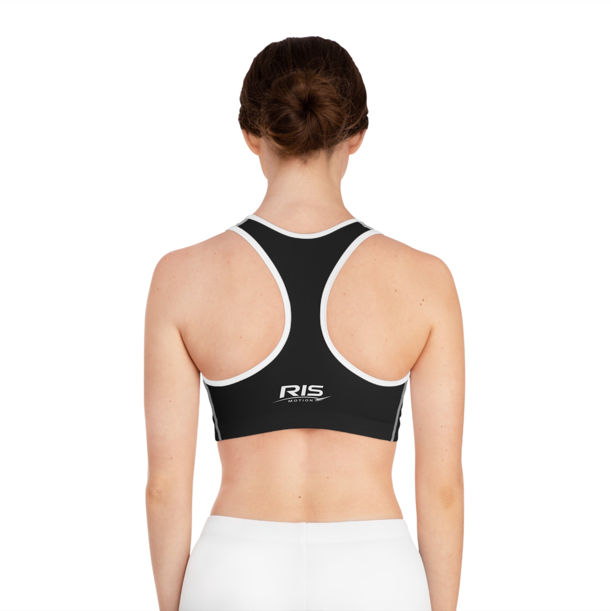 Black Performance Racerback Sports Bra — RIS Logo Activewear