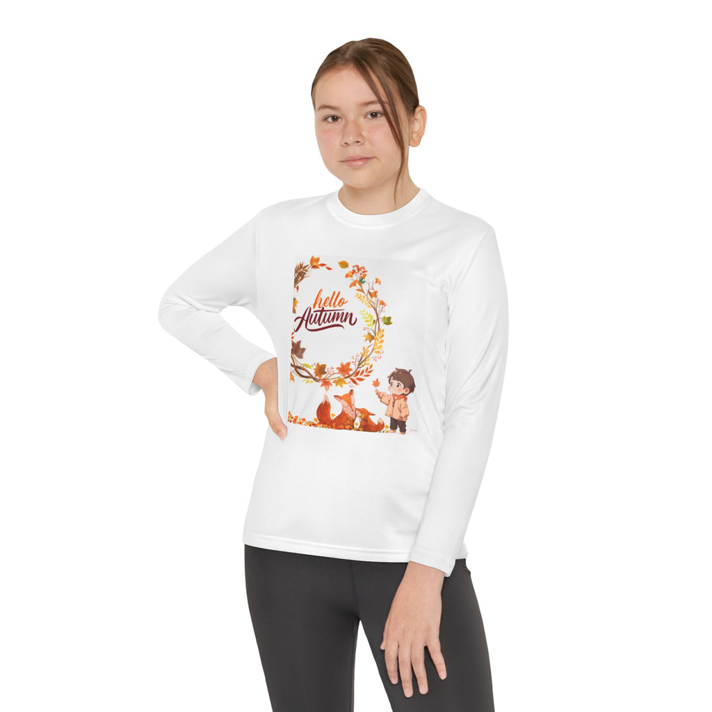 Youth Long Sleeve Autumn Tee, Perfect for Fall Outings, Halloween Parties, Gift for Kids, Seasonal Apparel, Cozy, Comfortable