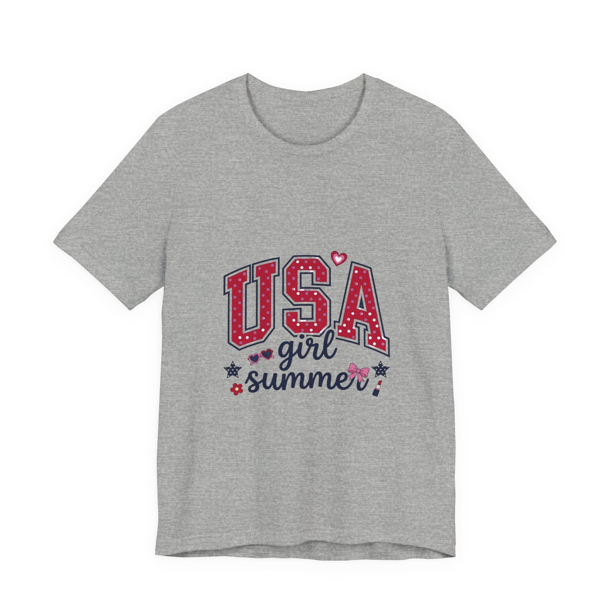 USA Girl Summer Tee | Polka Dot Lettering, Retro Preppy Americana