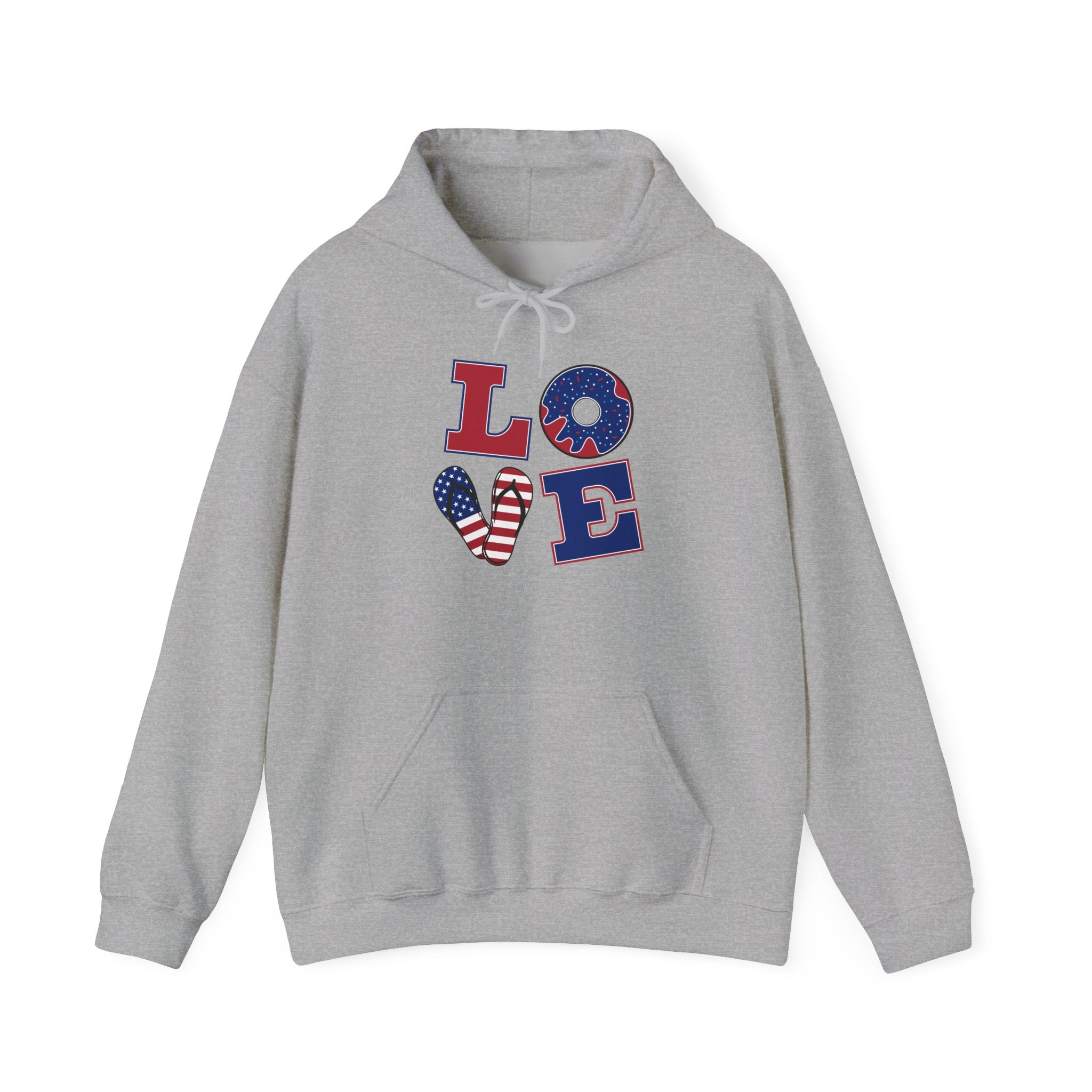 Patriotic 'LOVE' & 'Merica' Hoodie – USA Flag Peace Sign Sweatshirt