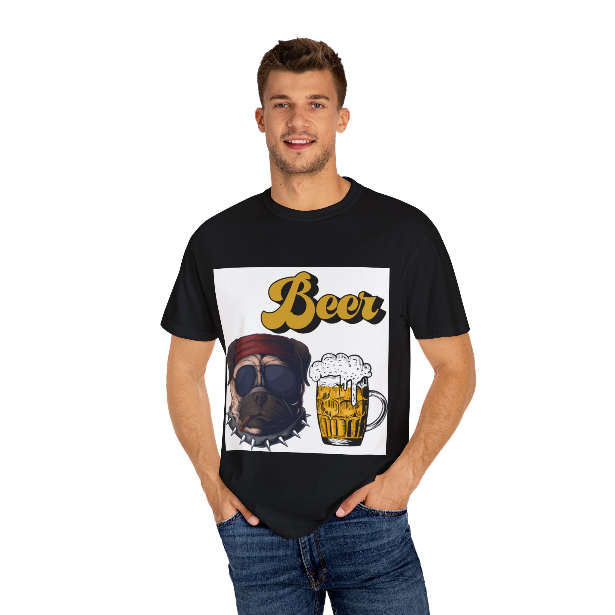 Beer-Themed Unisex T-Shirt for Dog Lovers, Funny Gift for Men Women, Party Apparel, Beverage Enthusiast Tee, Casual Wear