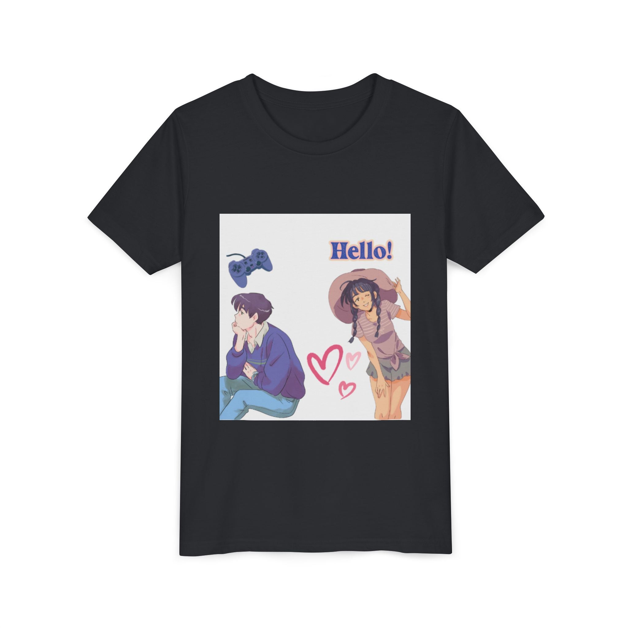 Youth Short Sleeve Tee - Fun Gamer Vibe with 'Hello!' Graphic, Perfect for Casual Outfits, Birthdays, Gaming Events, Summer Days, Teens