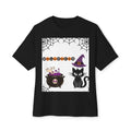 Halloween Cat Oversized Tee for Unisex, Fun Halloween Costume T-Shirt, Witch Cat Graphic Tee, Cozy Fall Apparel, Halloween Party Wear