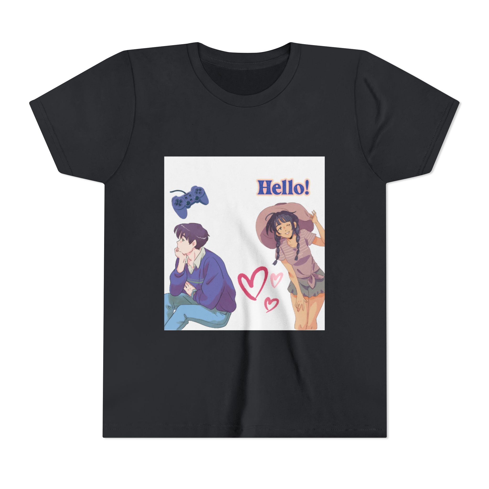 Youth Short Sleeve Tee - Fun Gamer Vibe with 'Hello!' Graphic, Perfect for Casual Outfits, Birthdays, Gaming Events, Summer Days, Teens