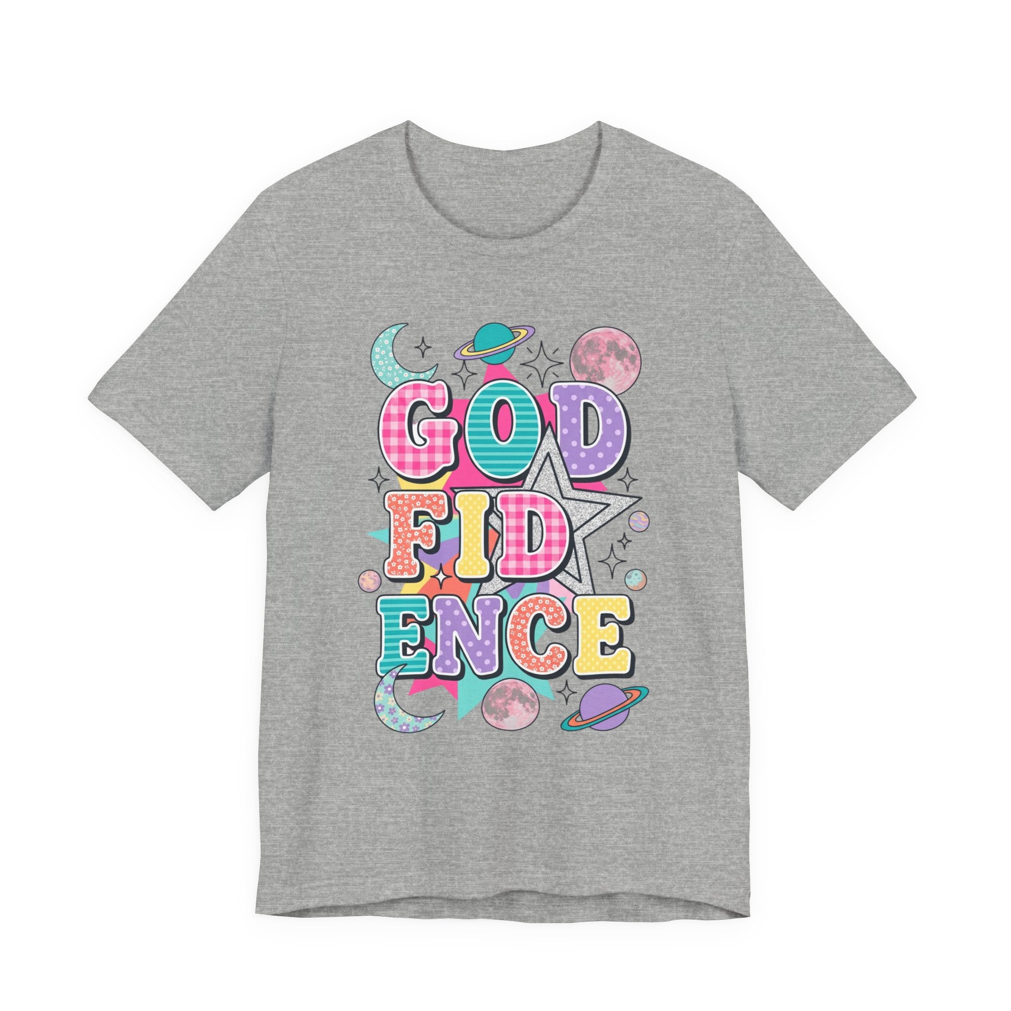 Godfidence Tee | Christian faith shirt, colorful mixed-font scripture style