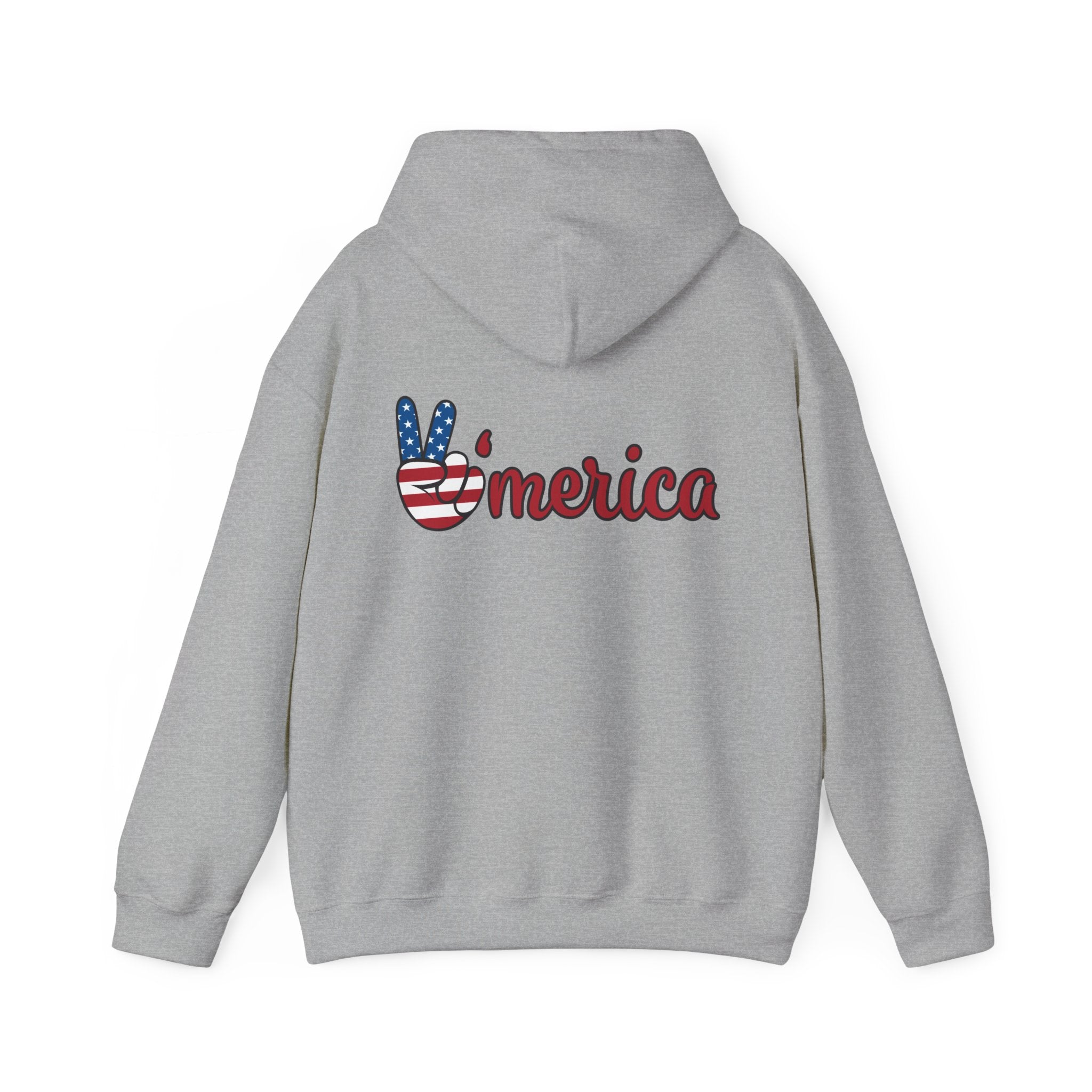 Patriotic 'LOVE' & 'Merica' Hoodie – USA Flag Peace Sign Sweatshirt
