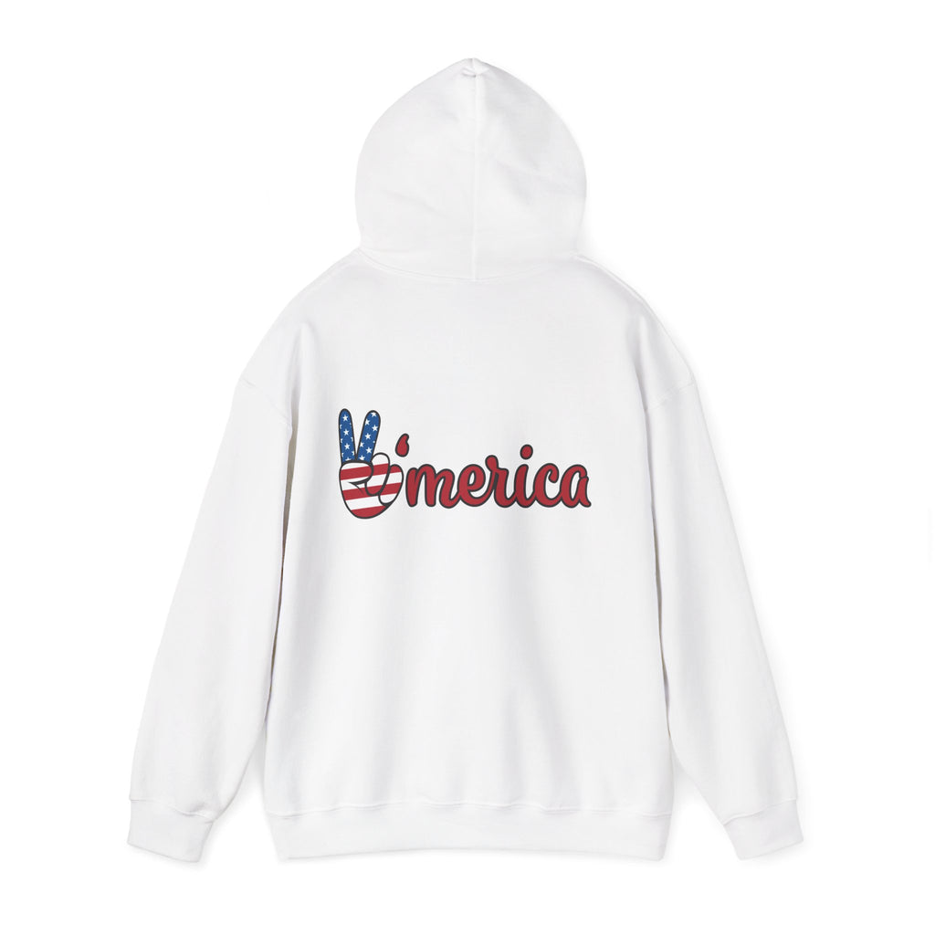 Patriotic 'LOVE' & 'Merica' Hoodie – USA Flag Peace Sign Sweatshirt