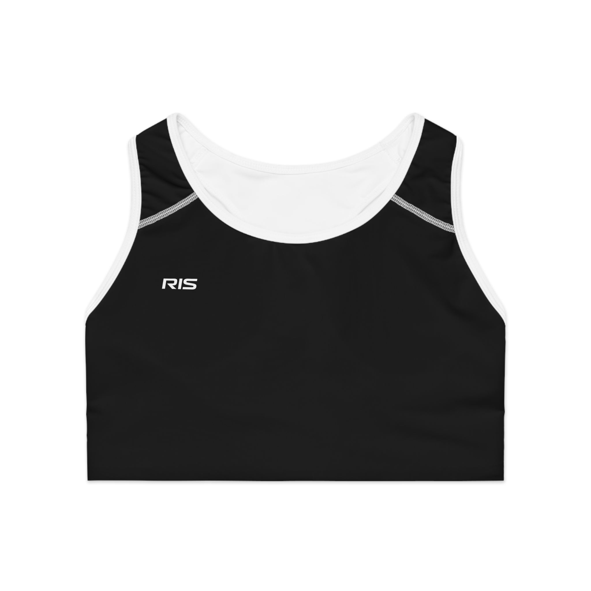 Black Performance Racerback Sports Bra — RIS Logo Activewear